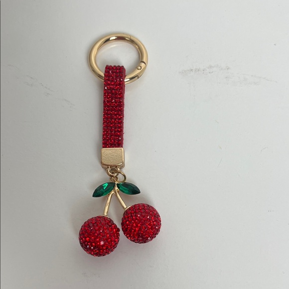Red Cherry Keychain with Gold Accents - Picture 4 of 5